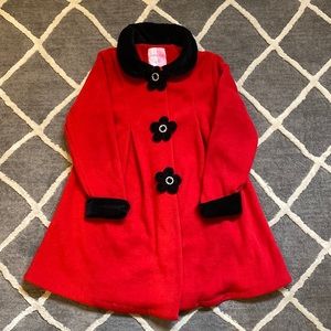 Sophie Rose Red and Black Fleece Long Coat Size 6 NWT